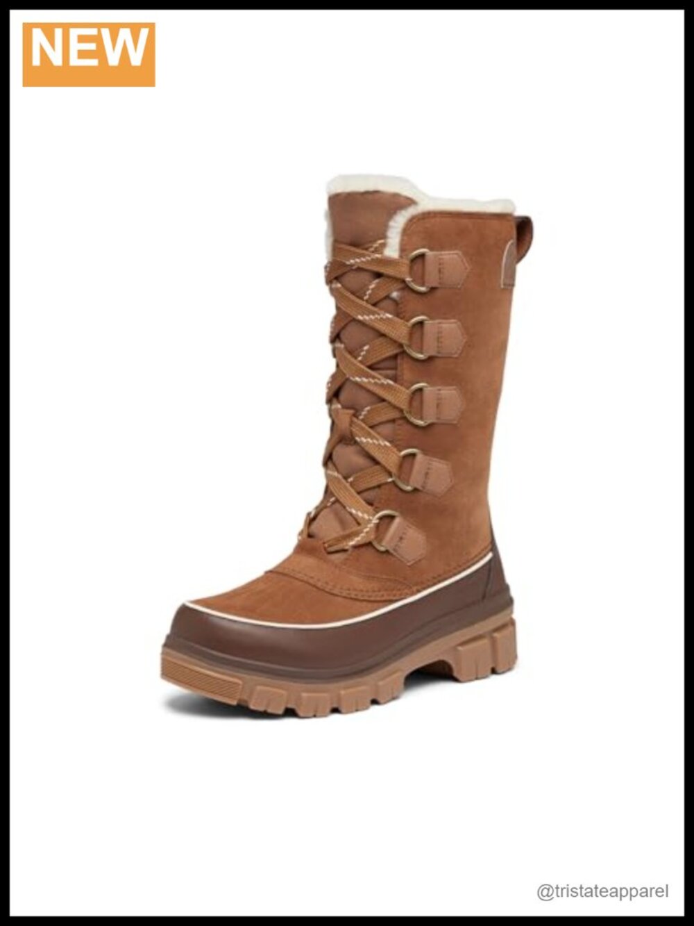 Waterproof Suede Tall Winter Snow Boots Calf High Lace Up Faux Fur Collar